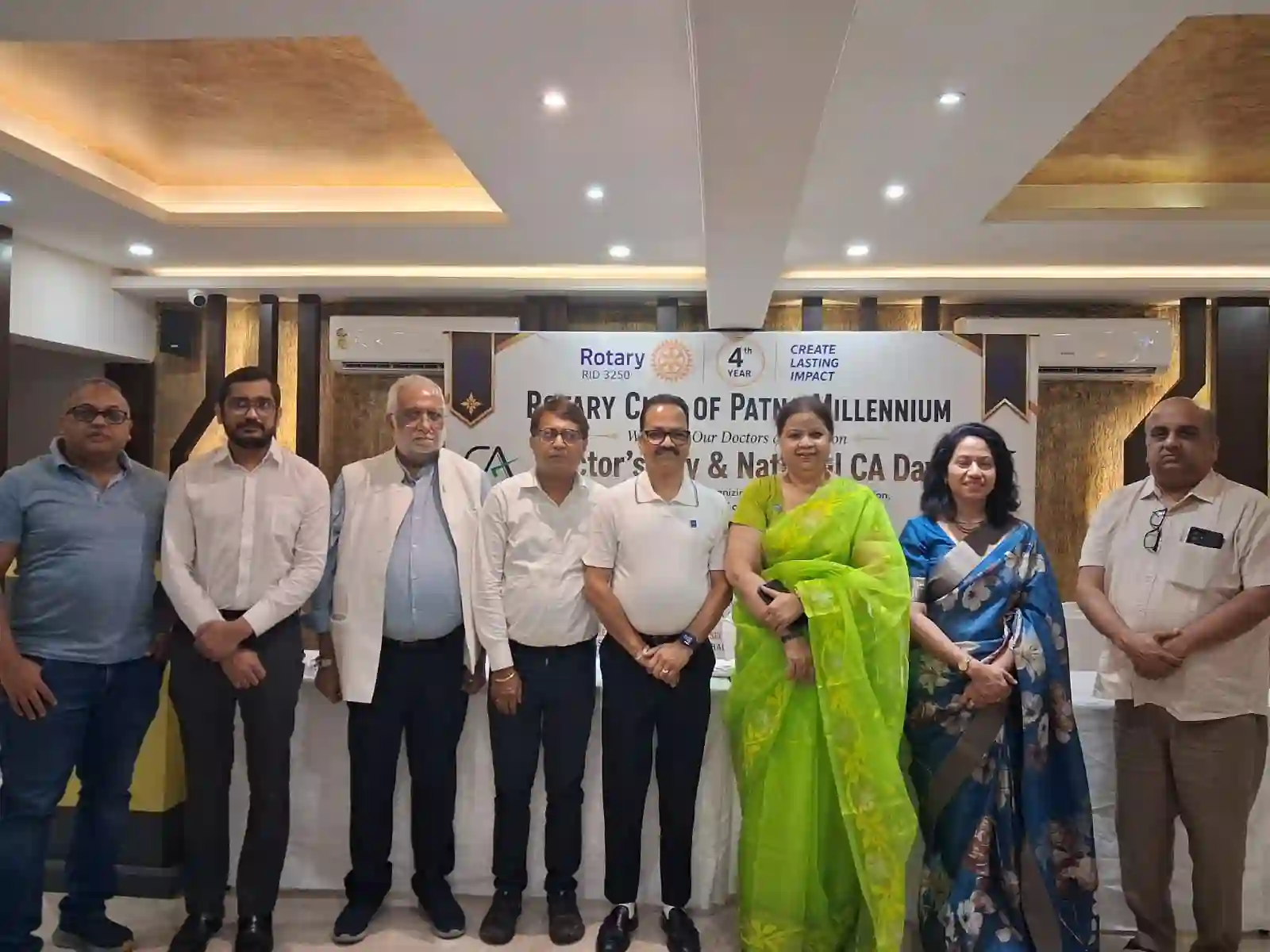 रोटरी क्लब ऑफ पटना मिलेनियम ने डॉक्टर्स डे एवं नेशनल सीए डे पर किया सम्मान समारोह का आयोजन